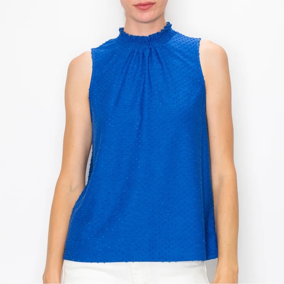 W5 Tops - 🔴 4/$15 Anthro W5 Swiss dot royal blue smocked neck sleeveless top sz M NWT